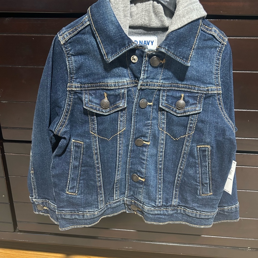 Old Navy Blue and Gray Jean Jacket Classic Denim Style